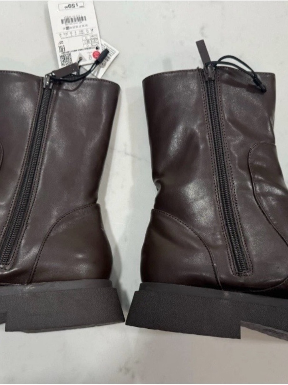 Zara Dark Brown Mid Calf Boots Side Zip NEW WITH TAGS Size 10 - 10.5 - Picture 7 of 11